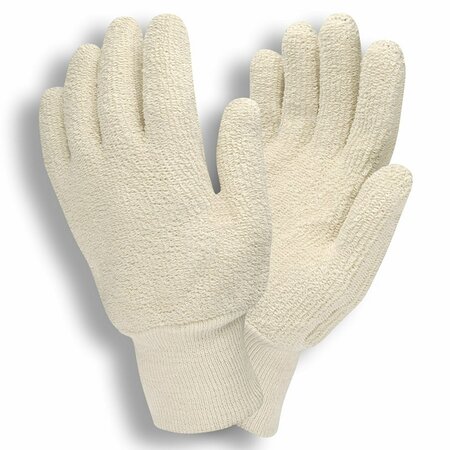 CORDOVA Knit Wrist Terry Gloves, Loop-Out, Gray, 12PK 3218G